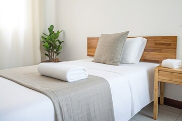 Wall Mural - single bed with a bamboo pillow on top