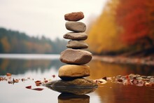 A Pile Of Differently Sized Stacked Stones In Balance