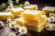 natural soap bars with chamomile flowers
