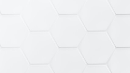 Poster - Big white hexagon grid pattern with shadow or 3d effect on white. Technology, connection and data concept. High resolution full frame abstract and modern background with copy space.