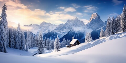Poster - Fantastic evening winter landscape