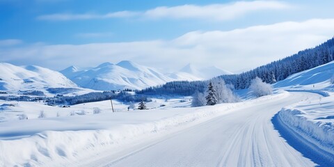 Canvas Print - Snowy winter road