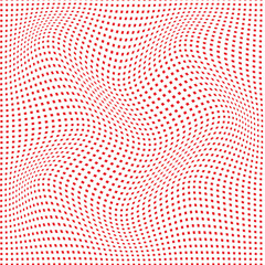 Poster - abstract seamless red dot grid wave pattern art.