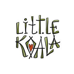 Sticker - Little Koala - text made from green bamboo plant. Sketch for your design