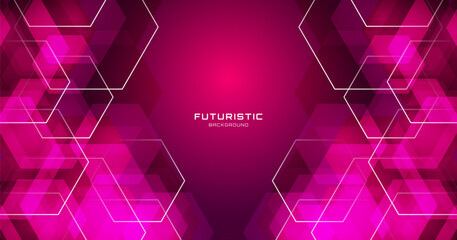 3D red purple techno abstract background overlap layer on dark space with glowing hexagon shape decoration. Modern graphic design element future style concept for banner flyer, card, or brochure cover