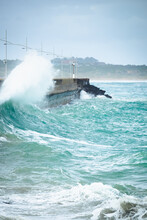 Huge Sea Crashes Into Break Wall