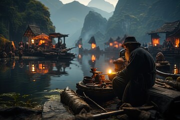 Yangshuo minority culture in China,Generated with AI