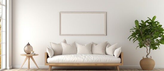 Wall Mural - a farmhouse living room with a mockup frame