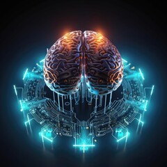 Aufkleber - Artificial intelligence concept. Computer circuit board with the human brain. Abstract futuristic science and technology.