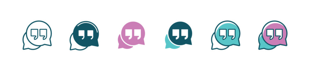 Poster - simple bubble chat talk communication dialogue quotes icon vector business online speech social discussion set symbol illustration