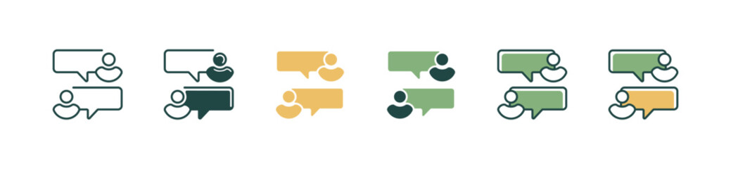 Poster - client business discussion online communication icon vector social customers consultation meeting bubble speech symbol illustration