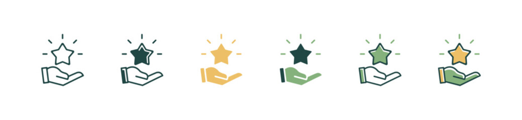 Poster - hand holding star core value icon business objective mission growth success symbol illustration best quality awards outline design for web and app
