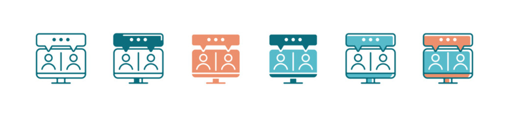 Aufkleber - human resource online workshop training icon vector digital business teamwork meeting conference skill development symbol illustration