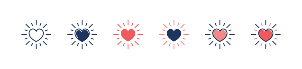 love heart glowing and shiny core value icon vector business integrity, trust, passion, valentine, honesty, culture, and commitment symbol illustration for web and app template design