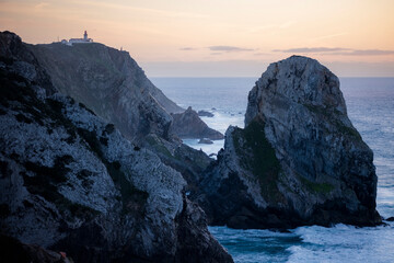 Wall Mural - View of the cliffs and the Cabo da Roca lighthouse in Sintra, Portugal.