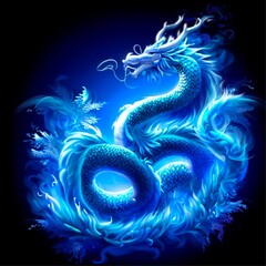 blue dragon on black