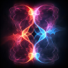 Two glowing mystical energies flowing in opposite directions created with Generative Ai