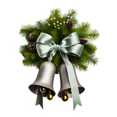 Canvas Print - christmas bow with ribbon and bell