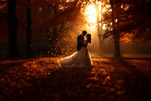 Romantic wedding photography in a forest