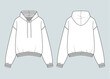 oversized hoodie flat drawing technical sketch. long-sleeve hooded sweatshirt outfit design vector illustration for a clothing brand. fashion CAD drawing mock up design for garment, apparel template.
