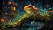 cute frog in a beautiful magical forest scenery 