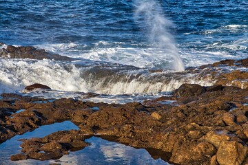 Wall Mural - Sea water blowhole in Gran Canaria