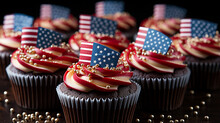Cupcake With American Flag HD 8K Wallpaper Stock Photographic Image