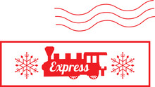 Christmas Rubber Stamp. North Pole Train