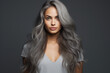 © Tetiana - Generative AI picture of beautiful woman fashion model with long dyed gray color hair