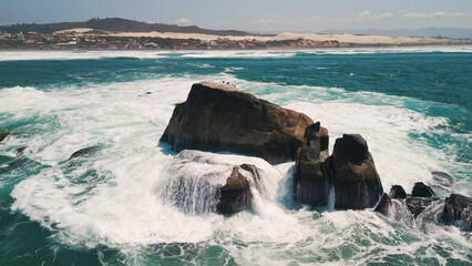 Sticker - Aerial view of the Brazilian coastline with rough Atlantic Ocean