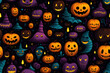 Pumpkin Faces Parade, Halloween pattern