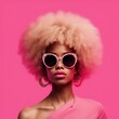 © ramses - portrait of a woman in pink wig and sunglasses
