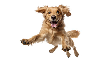 Wall Mural - dog in motion, playing, running isolated on transparent background