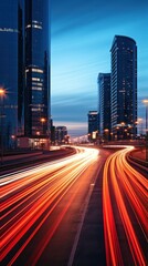 Wall Mural - Colorful light trails from passing cars at night