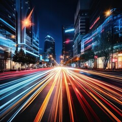 Wall Mural - Colorful light trails from passing cars at night