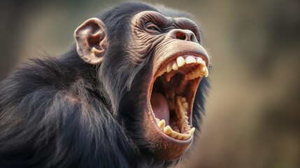 Wall Mural - angry chimpanzee yelling