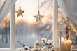 Christmas home decor with candles and Christmas ornaments