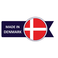 Made In Denmark. Flag, banner icon, design, sticker