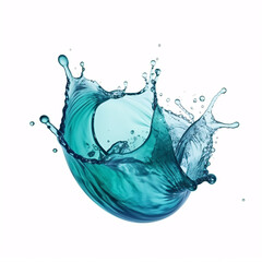 Wall Mural - The beauty of isolated, clean blue water splashing with energetic splatters..