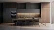 A minimalist kitchen with a hidden refrigerator and sleek cabinetry