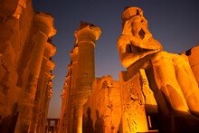Luxor Temple With Ancient Columns And Sculptures In Luxor, Egypt.; Luxor, Egypt