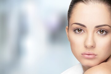 Poster - Beautiful young woman with clean skin