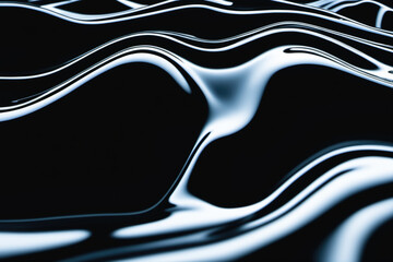 Poster - flowing black liquid, smooth fluid motion..