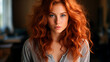 young redhead woman with red curly hair