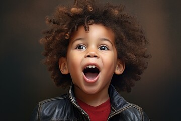 Poster - A cheerful little boy with a big smile on his face. This picture captures the joy and innocence of childhood. Perfect for use in advertisements, brochures, or any project that needs to convey happines