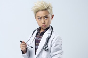 Poster - A man in a lab coat holding a stethoscope. This image can be used to represent medical professionals and healthcare concepts.