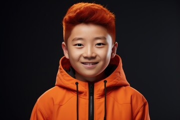Poster - A young man wearing a bright orange jacket. This image can be used to depict fashion, outdoor activities, or urban lifestyle.