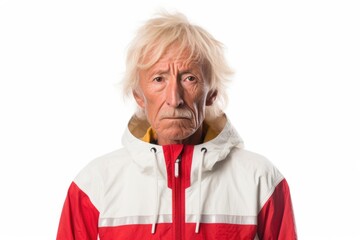 Poster - A picture of a man wearing a white and red jacket. This versatile image can be used in various contexts.