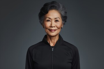 Aufkleber - A woman wearing a black jacket is posing for a picture. This versatile image can be used for various purposes.