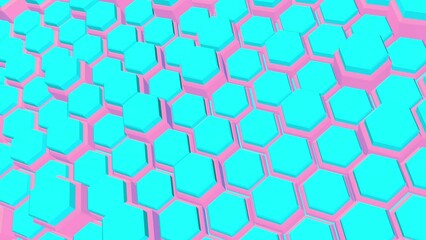 Poster - Blue-pink animated video screensaver or background in the form of dynamic hexagons.